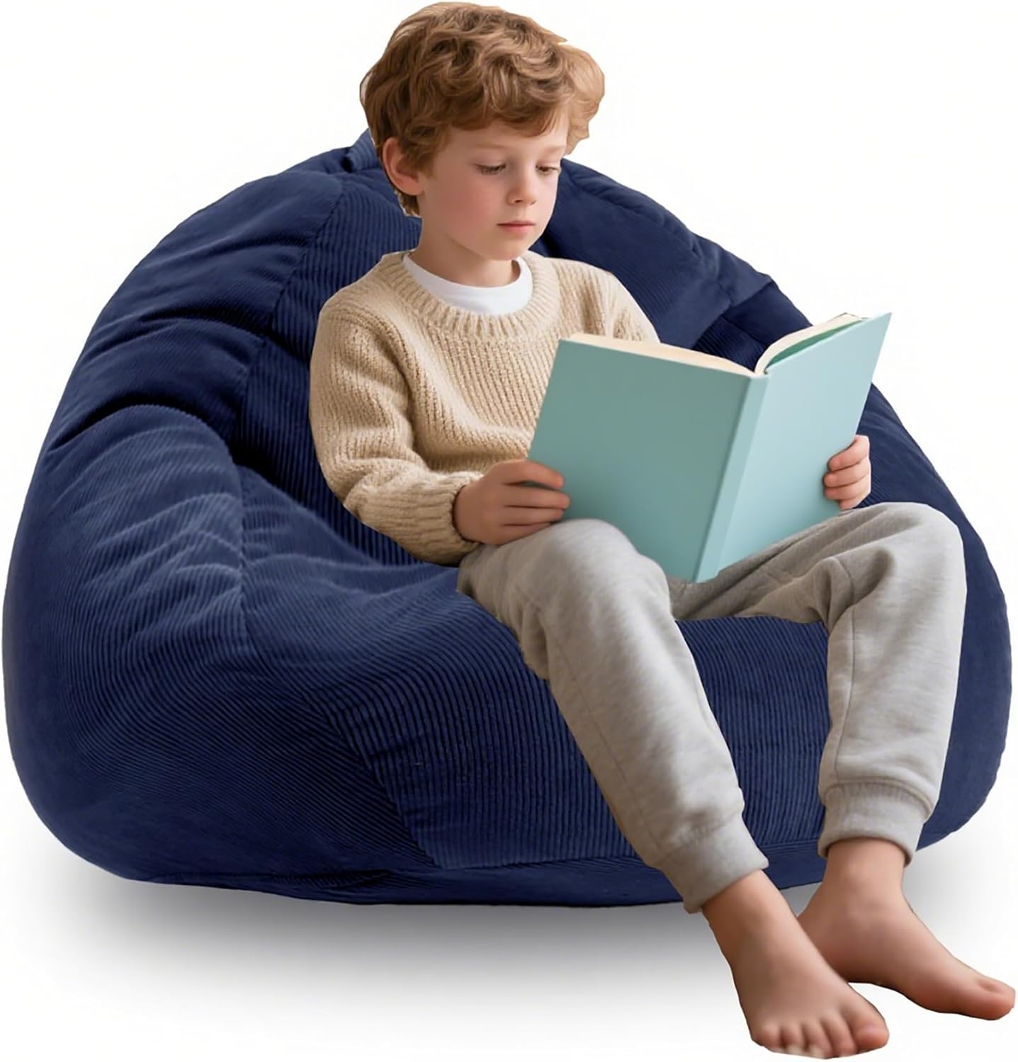 Memory Foam Bean Bag Chairs for Kids and Teens - Navy Blue