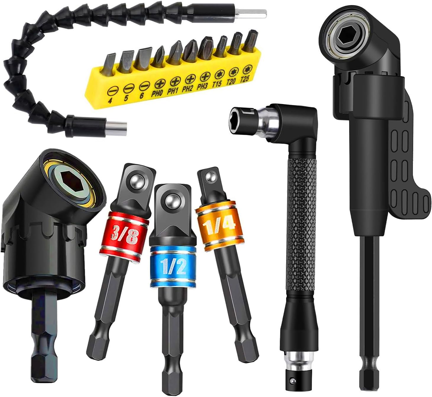17pcs Flexible Drill Bit Extension Set for Tight Spaces Use