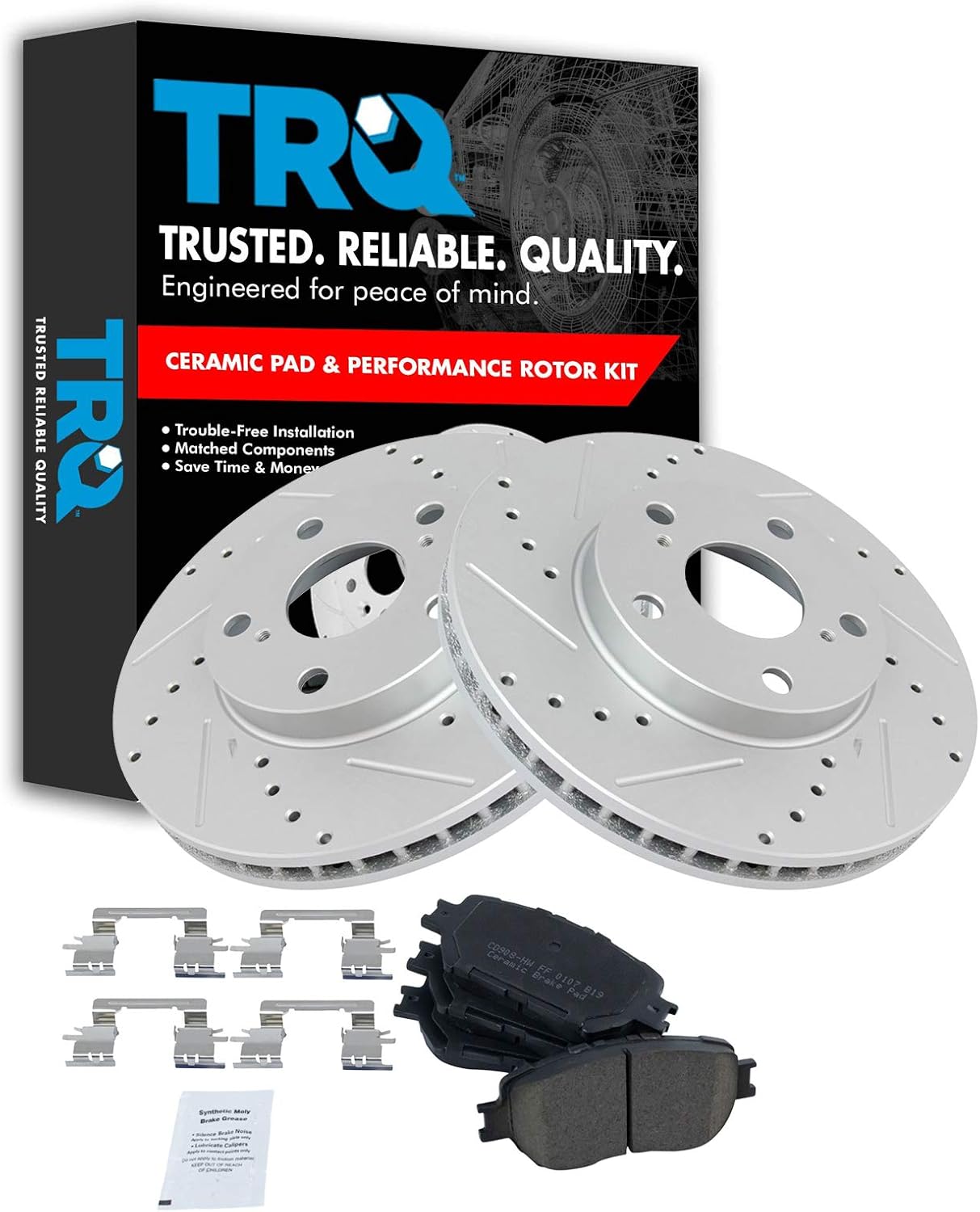 TRQ Front Performance Brake Pad & Rotor Kit for Toyota Camry