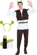 5Pcs Halloween Monster Costume Full Set - Green Ogre Outfit for Adults