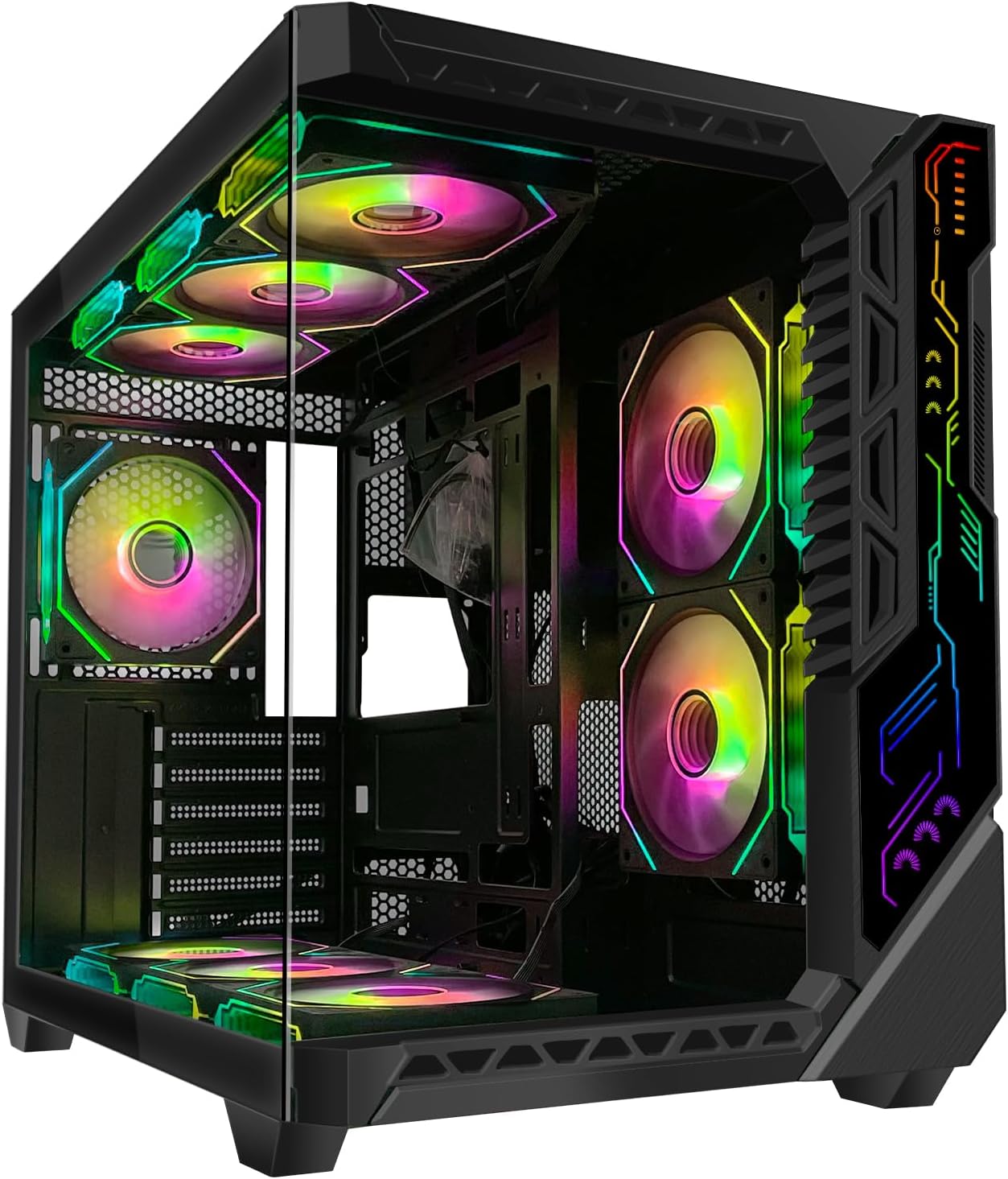 PC Gaming Case with 9 ARGB Fans and Tempered Glass Panels