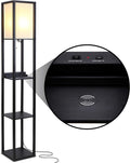 Maxwell Modern Shelf Floor Lamp with USB, Wireless Charging & Outlet