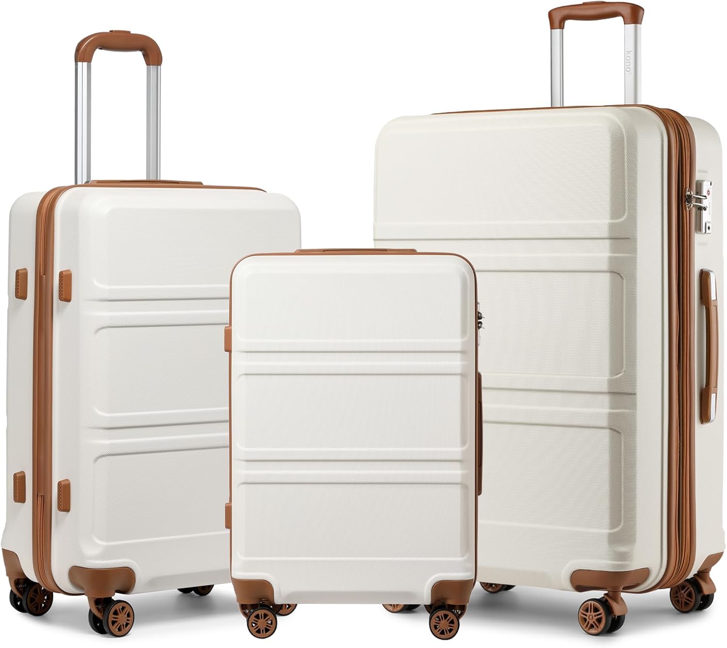 Kono 3 Piece Luggage Set with Spinner Wheels and TSA Lock