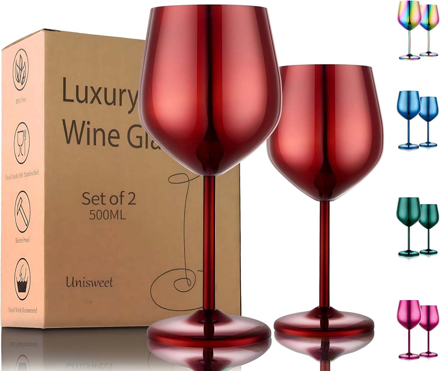 Stainless Steel Wine Glasses Set of 2 for Outdoor Adventures