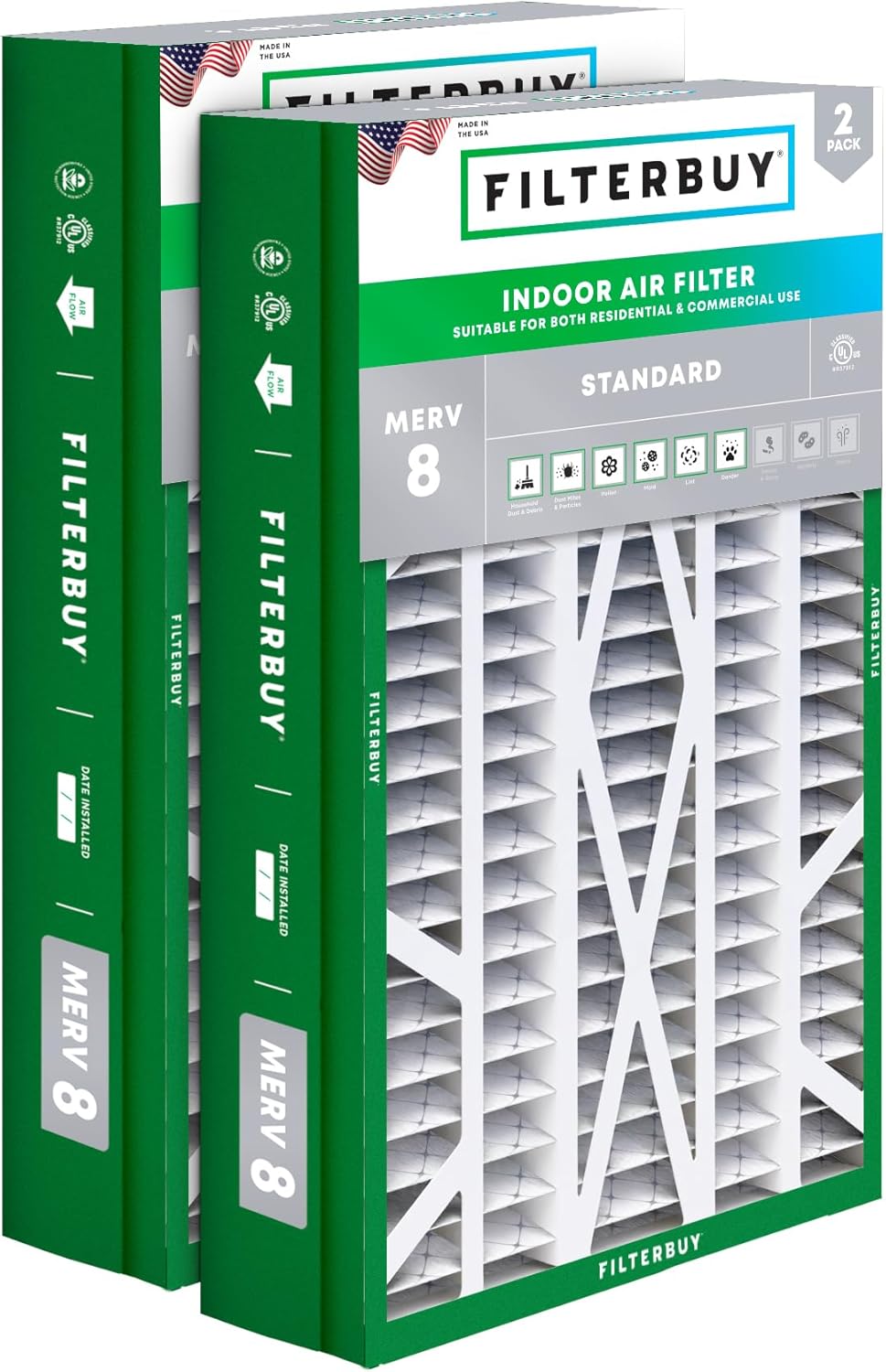 Filterbuy 14.5x27x5 Air Filter MERV 8 for Dust & Allergies