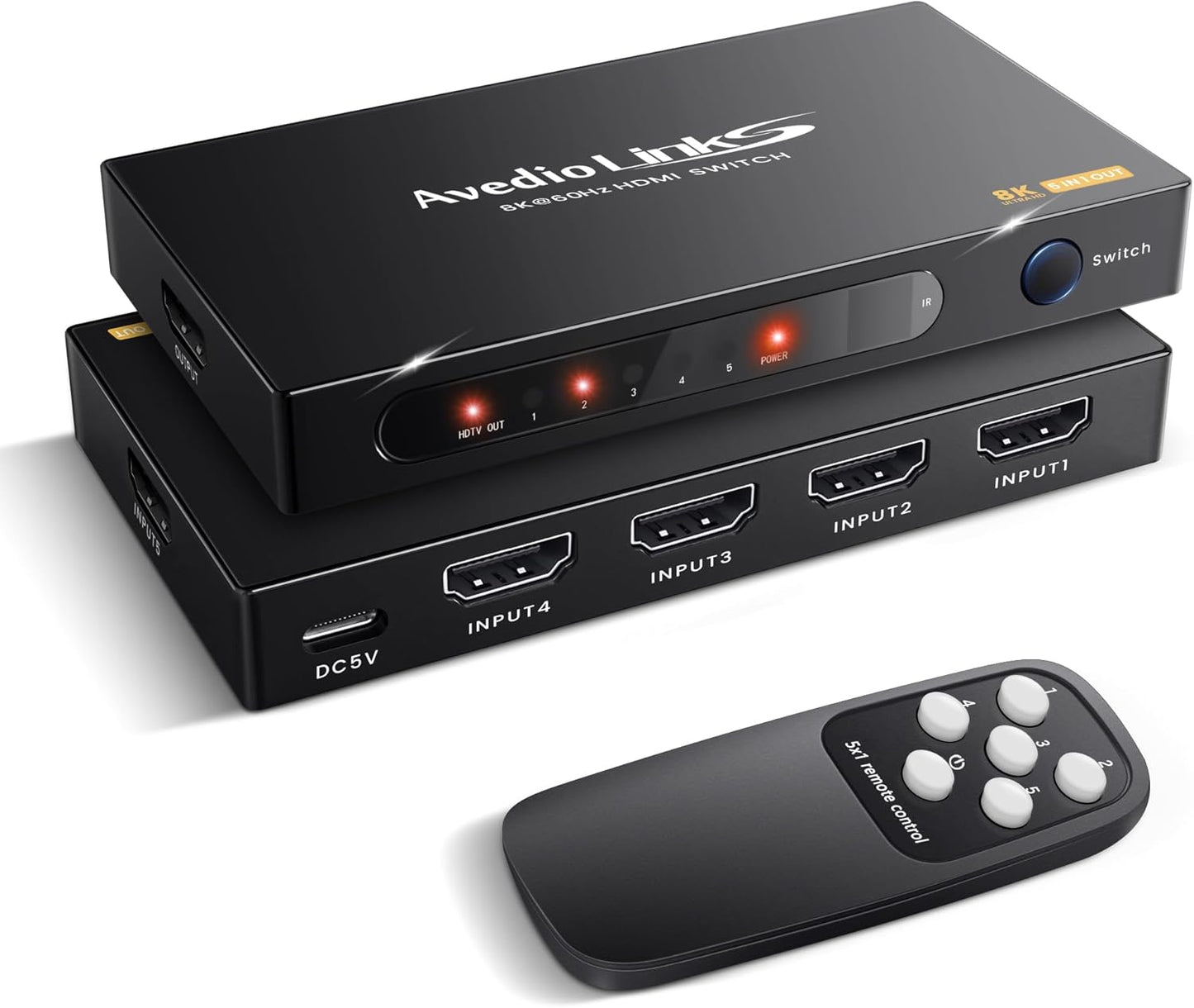 8K HDMI Switch 5 In 1 Out by avedio links for PS5/4
