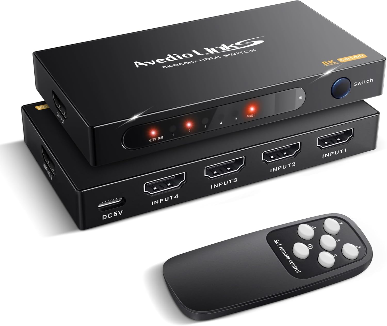 8K HDMI Switch 5 In 1 Out by avedio links for PS5/4