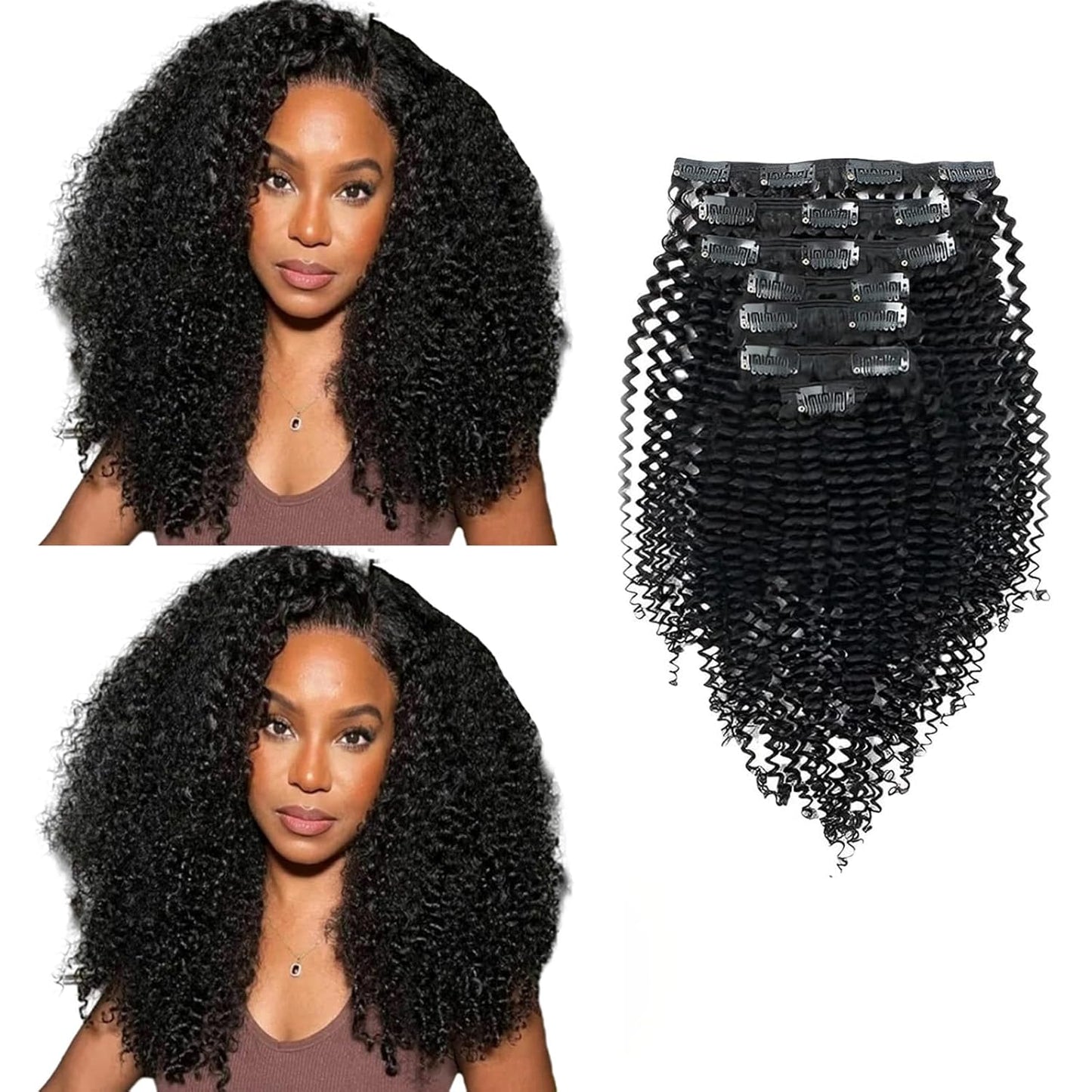Sassina Remy Kinky Curly Clip in Hair Extensions for Glam