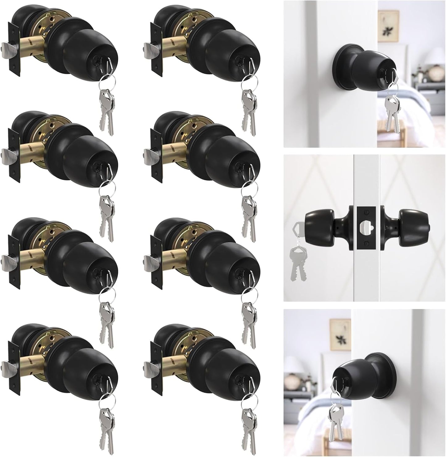 Keyed Entry Door Knob with Lock and Key for Home Use