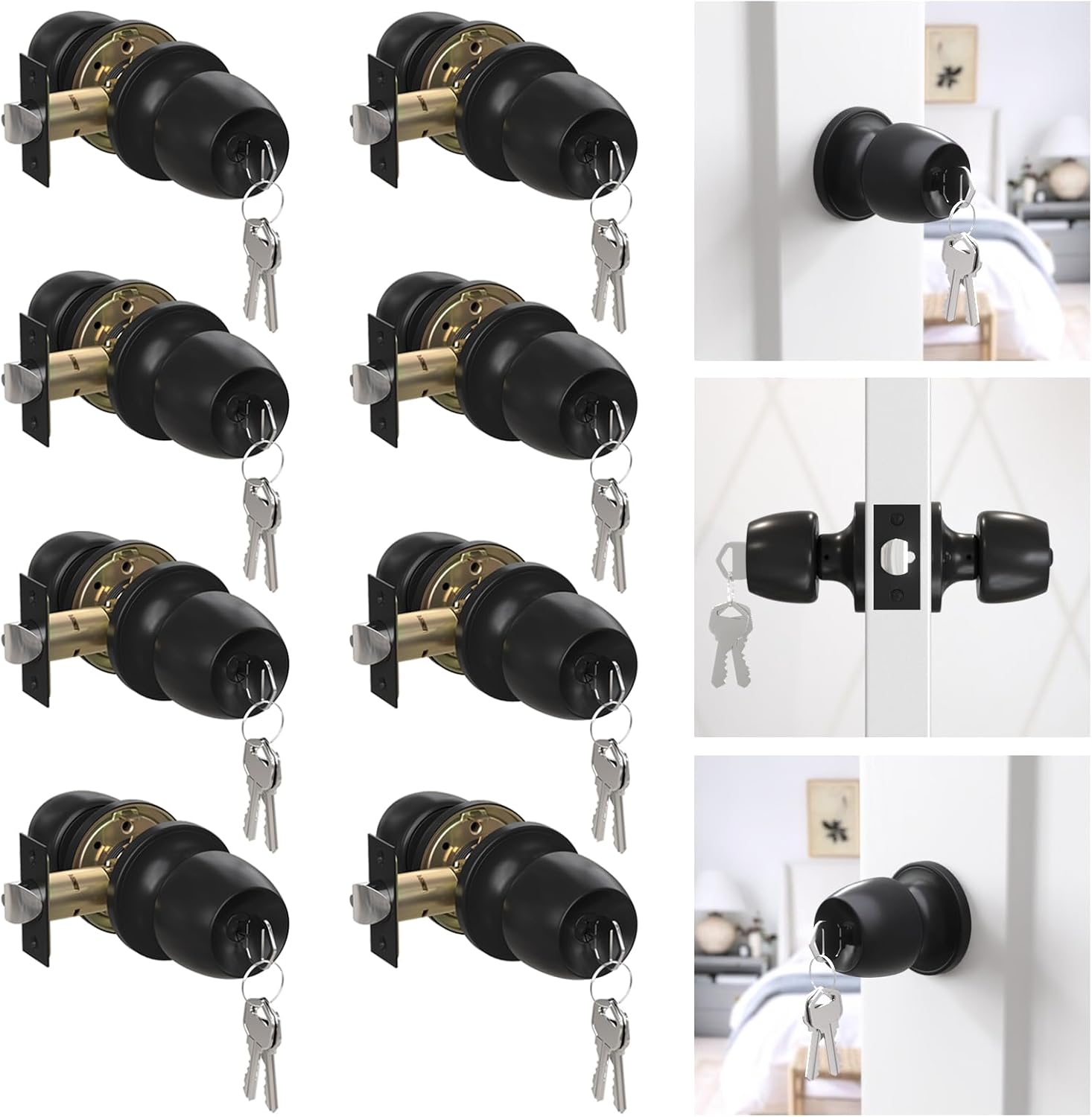 Keyed Entry Door Knob with Lock and Key for Home Use