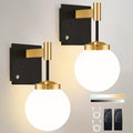 Rechargeable Battery Wall Sconce 2 Pack - Dimmable 3-Color, Remote