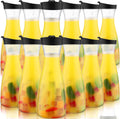 Water Carafe 12 Pack 20 oz Plastic Pitchers with Flip Top Lid - Bulk