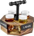 Burnt Solid Wood Geometric Beer Flight Server Set - Rustic Tasting