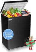 Chest Freezer Small Deep Freezer 3.5 Cu.Ft Black - Compact Freezer