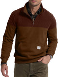 Men's Quarter Zip Quilted Color Block Pullover - Warm Everyday