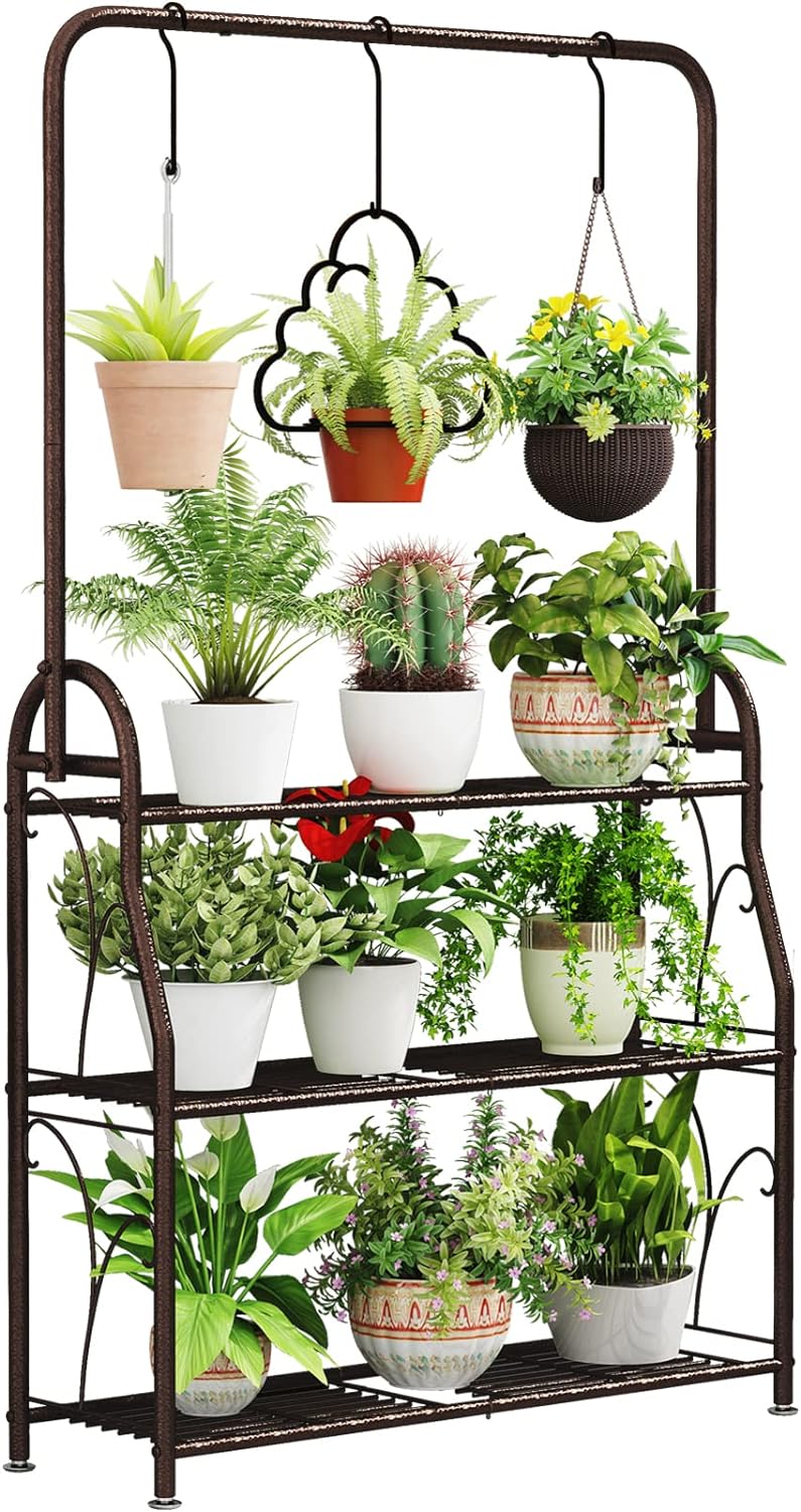 SORCEDAS 3 Tier Tall Plant Stand for Indoor and Outdoor Use