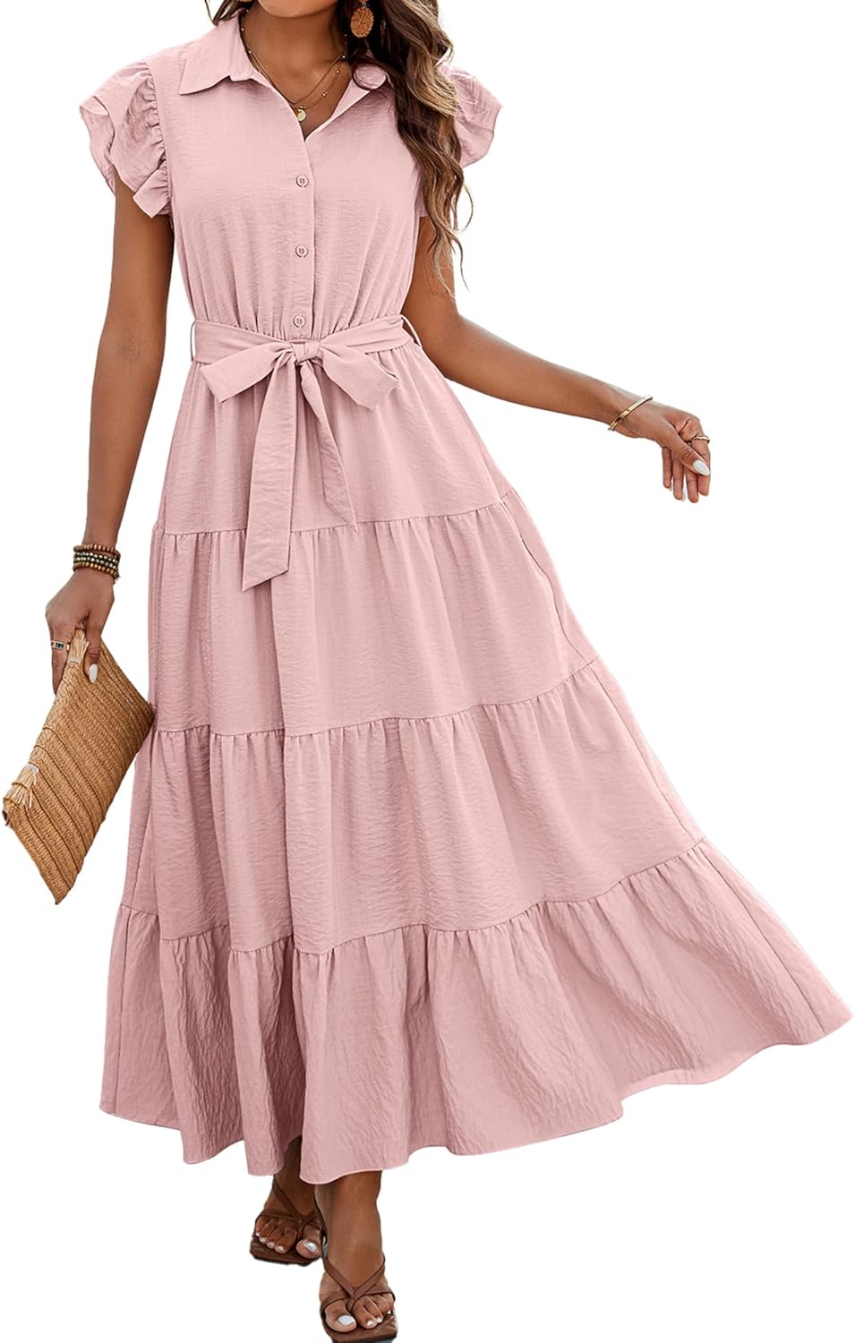 Dowerme Women's Summer Casual Maxi Dress with Pockets 2025