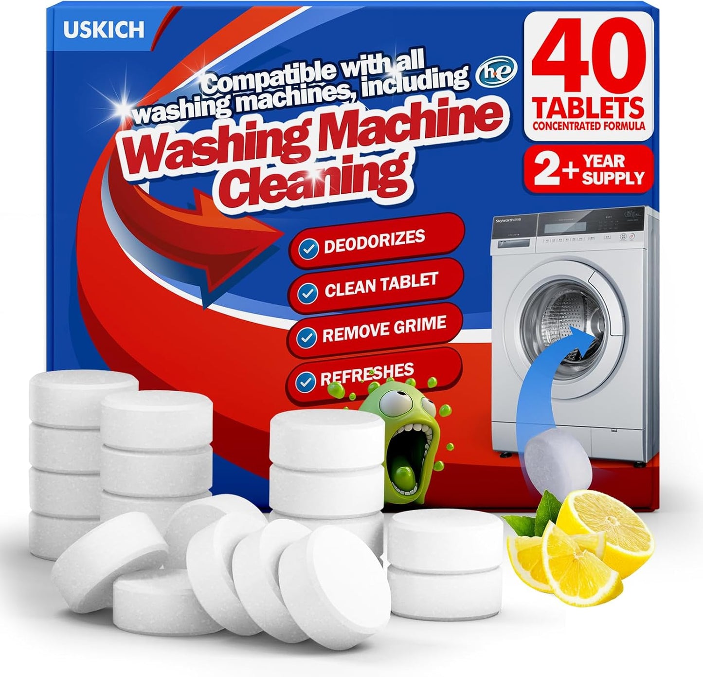 USKICH Washer Cleaner Tablets - Deep Clean & Deodorize
