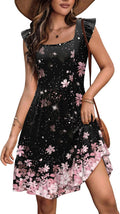 Zeagoo Womens Summer Ruffle Tiered Floral Square Neck Sundress This