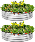 Land Guard Galvanized Raised Garden Bed 2Pcs - Durable 4x4x1 ft