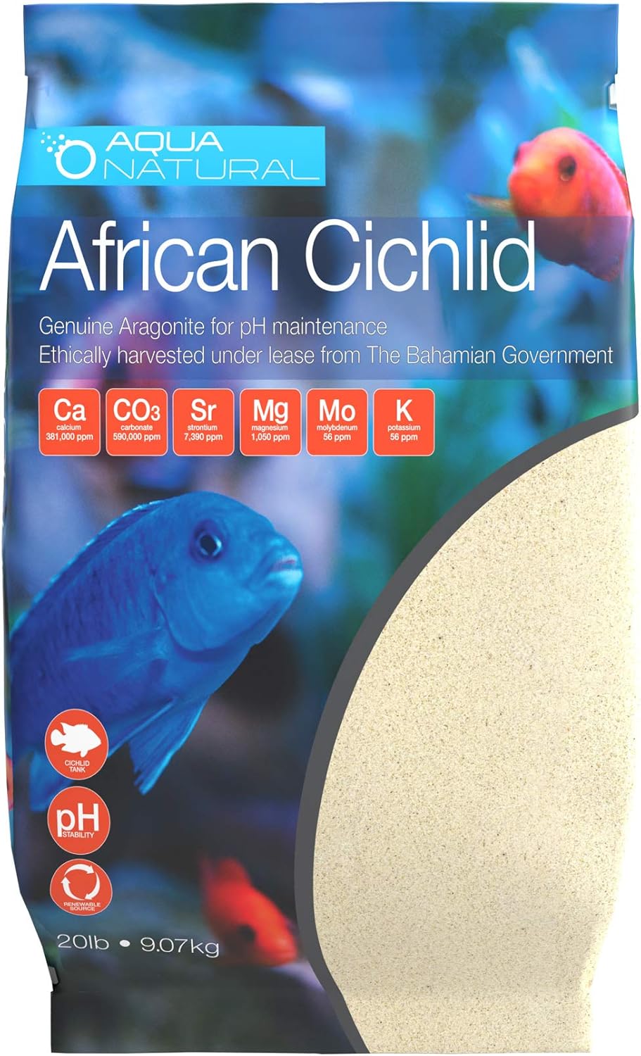 AquaNatural African CICHILD Aragonite 20LB Sand for Aquariums