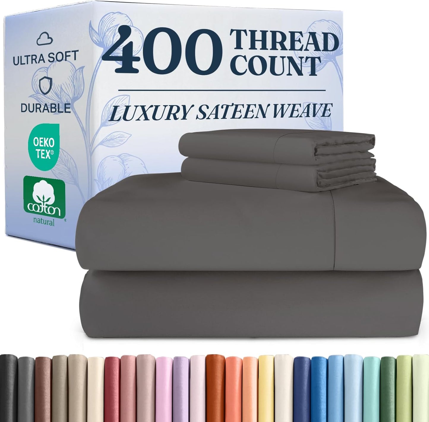 400 Thread Count Cotton Sheet Set for Queen Size Mattresses