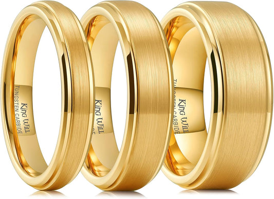 Tungsten Carbide Wedding Band for Men Women - Gold Plated Style