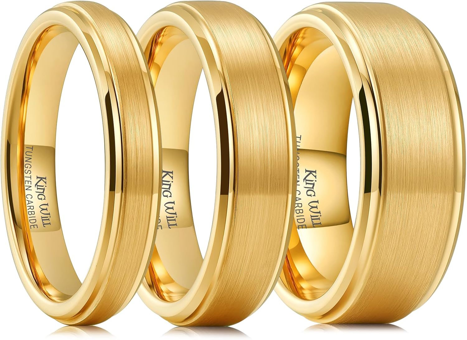 Tungsten Carbide Wedding Band for Men Women - Gold Plated Style