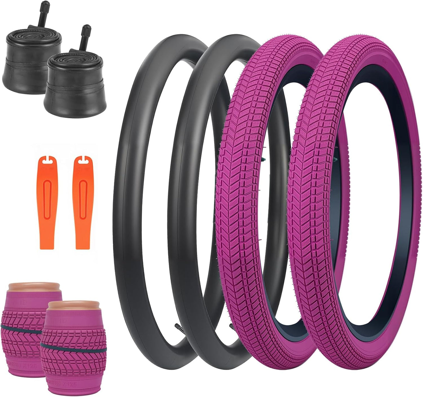 14 x 2.125 Bike Tire with Tube 2 Pack for Kids Bikes