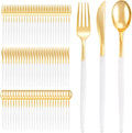 Gold Plastic Silverware Set 300 Pcs - Premium Disposable Cutlery