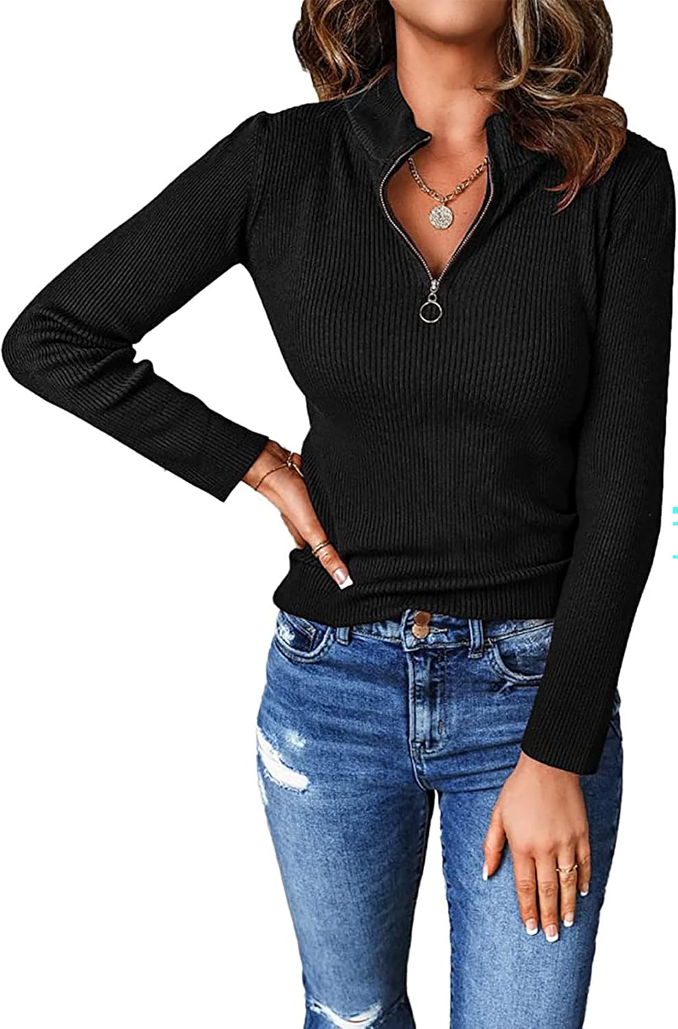 PRETTYGARDEN Fall Quarter Zip Pullover Sweaters for Women