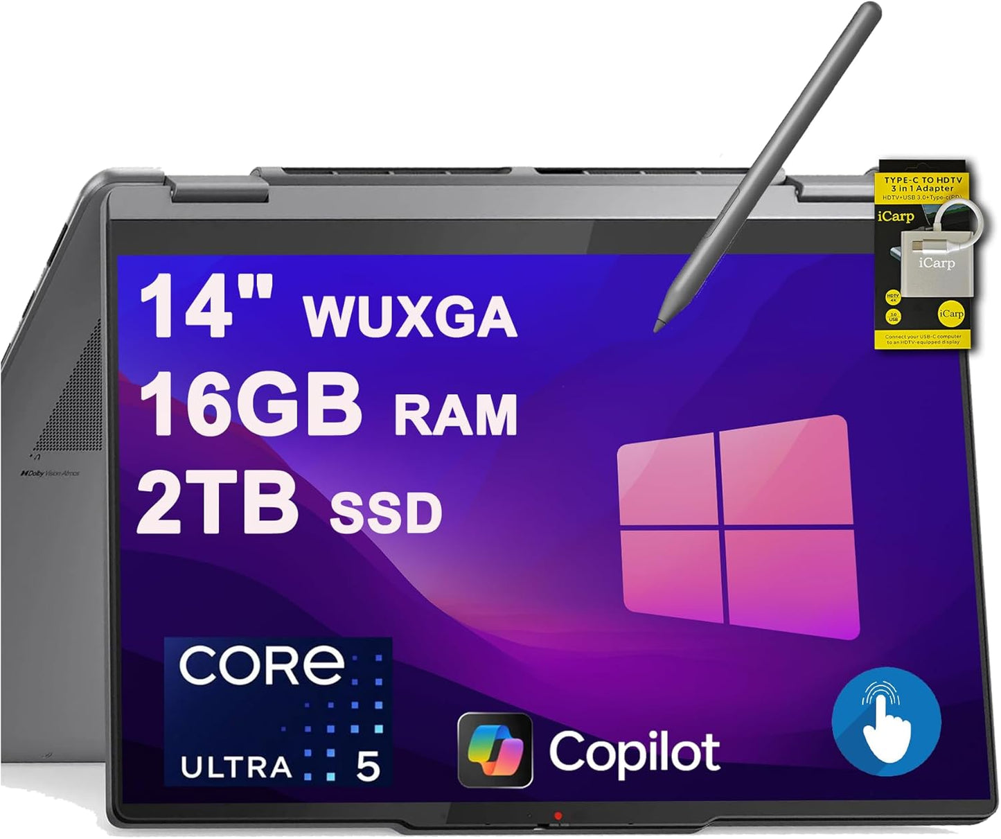 Lenovo Yoga 7 2-in-1 Laptop with Stunning 14in OLED Touch Display