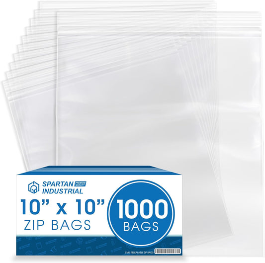 10 X 10 Clear Reclosable Zip Plastic Bags for Storage & Shipping