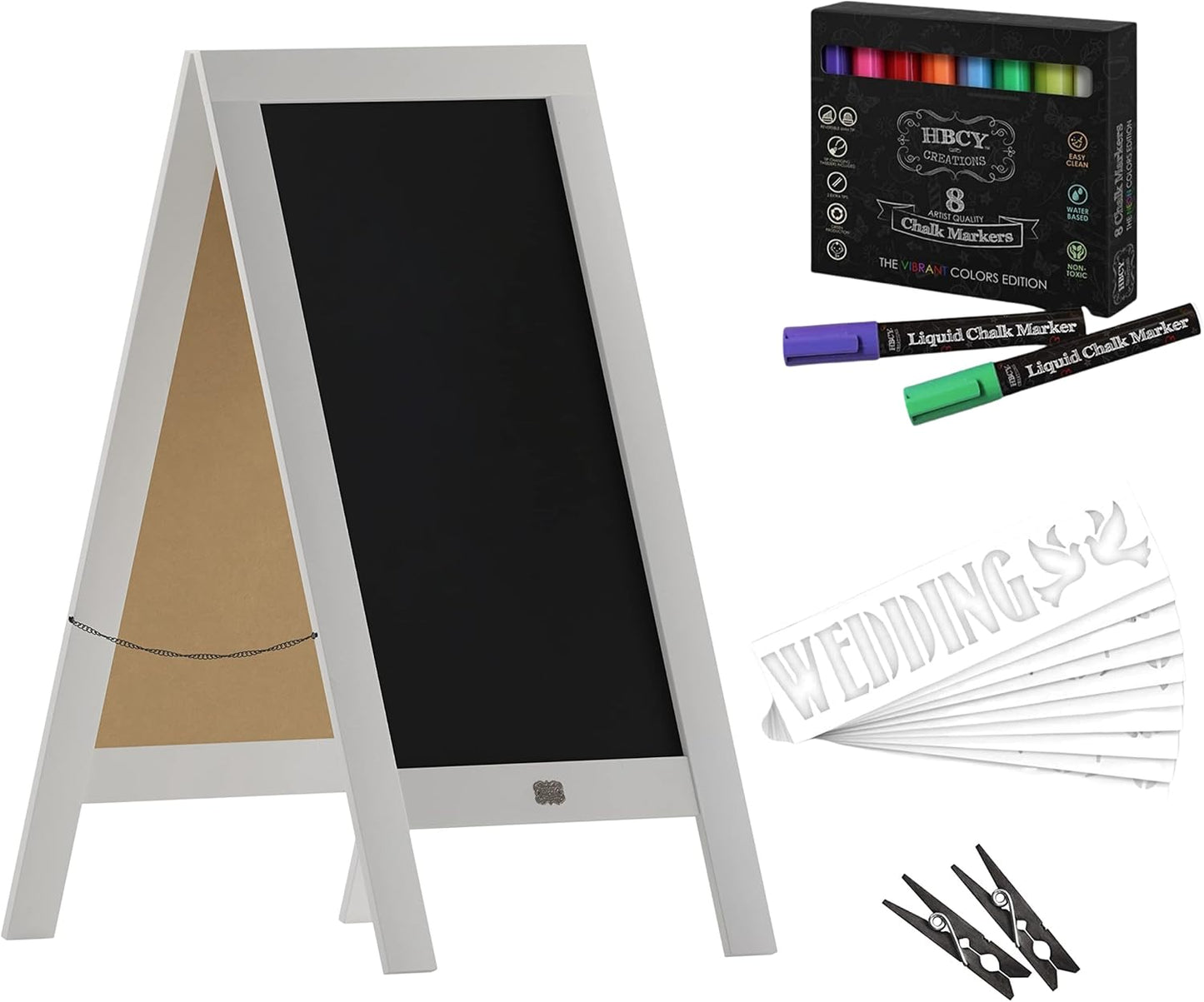 A Frame Chalkboard with Chalk Markers for Creative Displays