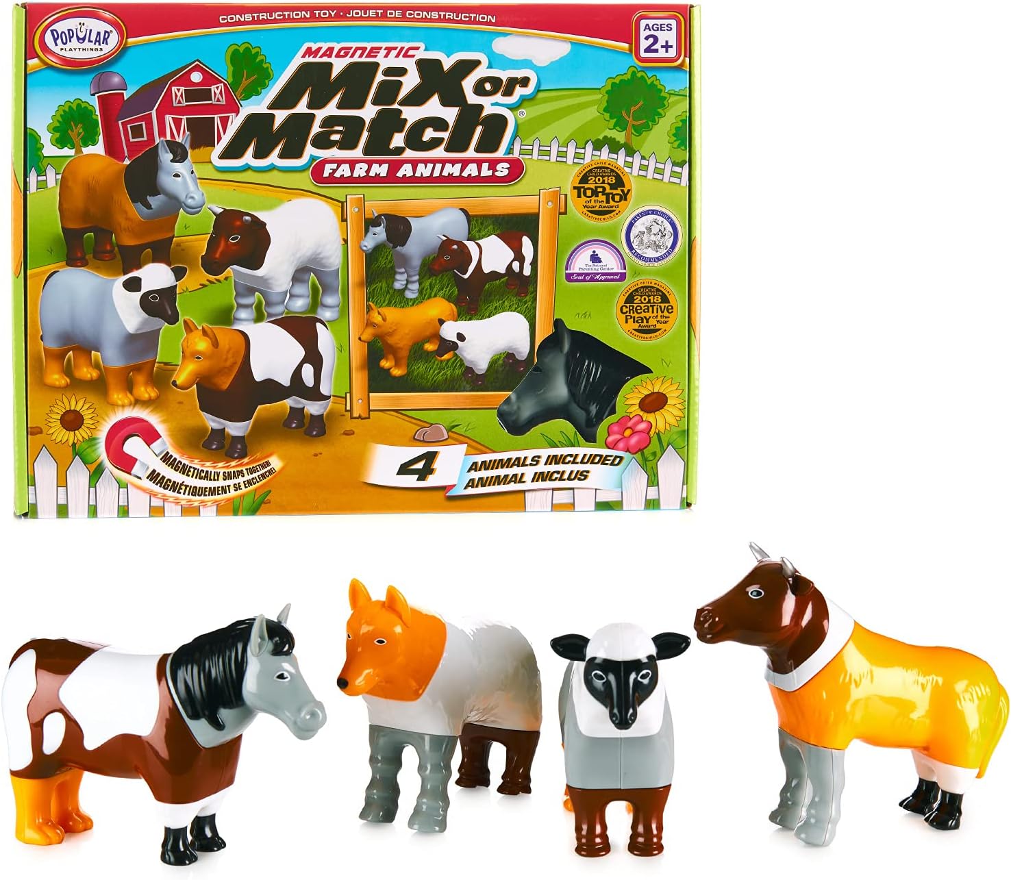 Magnetic Mix or Match Farm Animals Toy Play Set for Kids