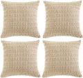 Fancy Homi 4 Pack Tan Corduroy Throw Pillow Covers 24x24 in - Soft