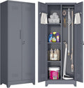 Broom Closet Storage Cabinet with Pegboard and Hanging Rod - Organized