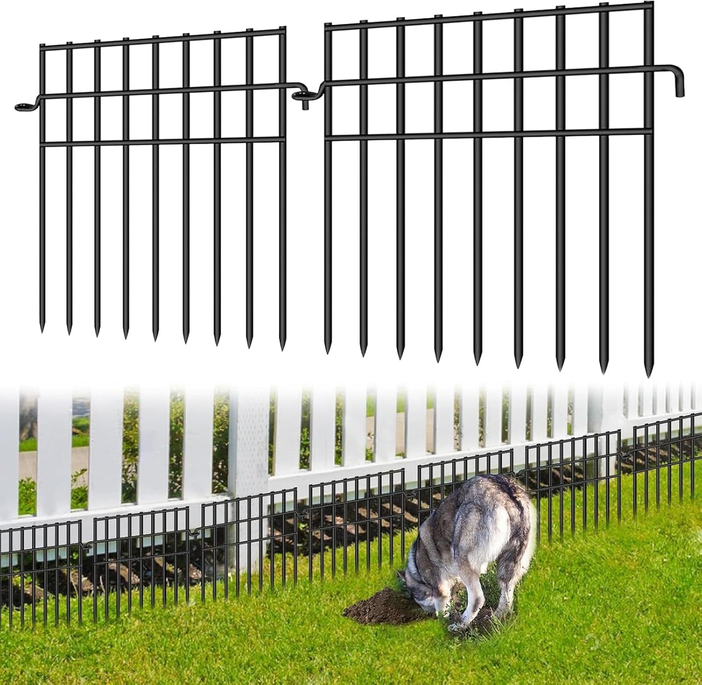 28 Pack Animal Barrier Fence for Dogs - No Dig Rustproof Fencing