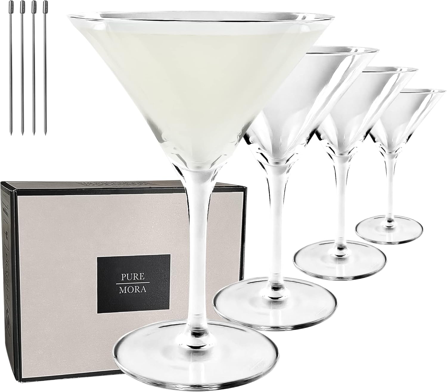 PURE MORA Martini Glasses - Handblown Crystal Cocktail Glassware
