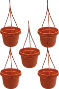 10in Pots and Hangers Fire Orange Plastic Set of 5 - Durable Outdoor