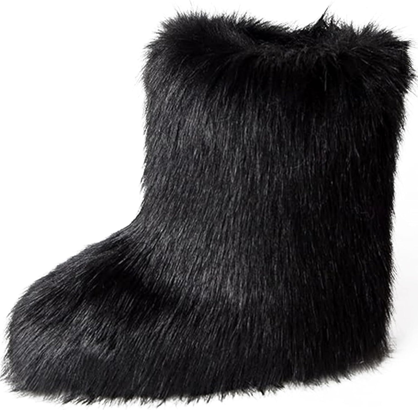 Furry Boots for Women Winter Fluffy Faux Fur Snow Boots