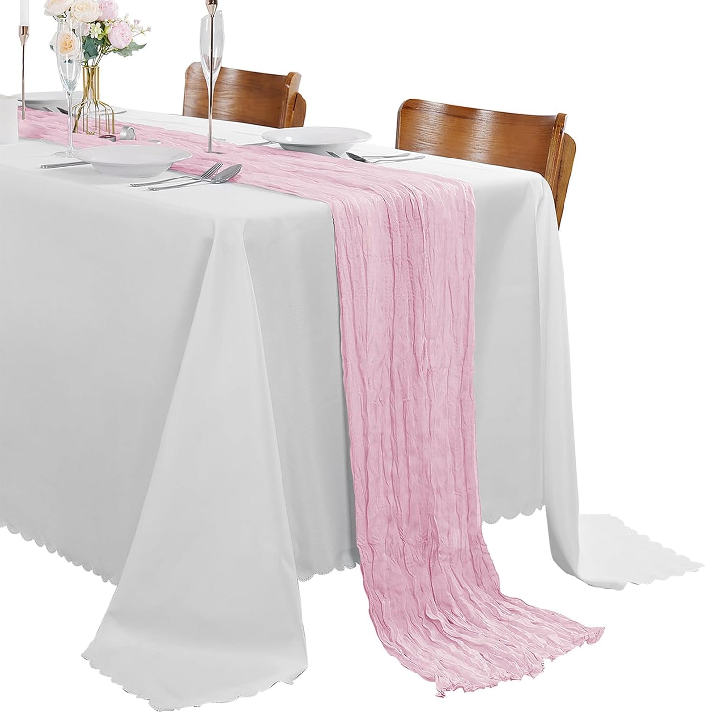 15 Pack Pink Cheesecloth Table Runner for Rustic Events