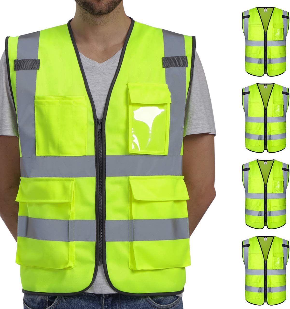 Dib Safety Vest Reflective ANSI Class 2 High Visibility 5 Pack