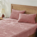 BEDELITE Velvet Fitted Sheet and Pillowcases Set - Plush Dusty Pink