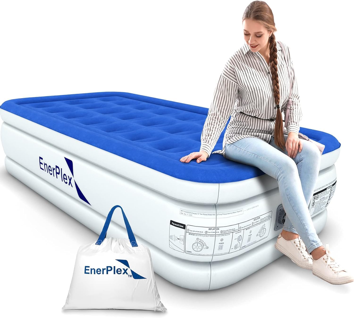 EnerPlex Air Mattress with Built in Pump for Travel & Home Use