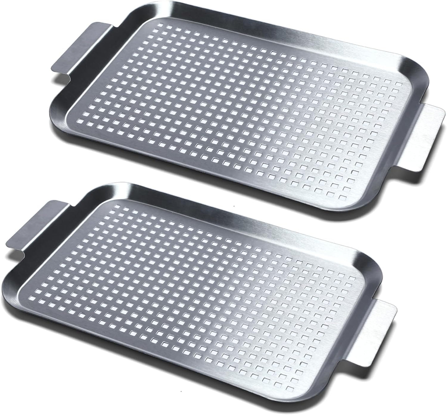 Grill Pan Set of 2 for Outdoor BBQ, Stainless Steel Grill Topper