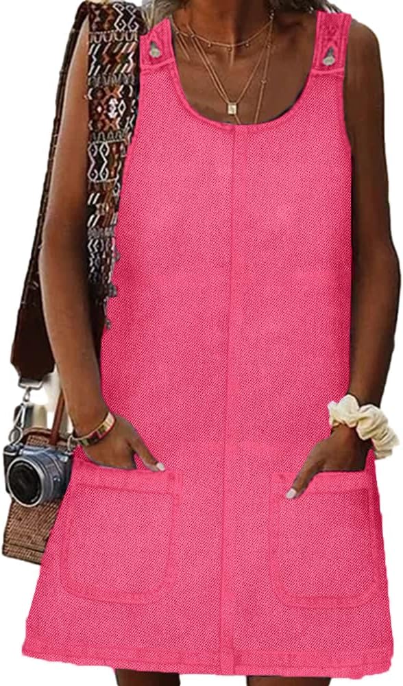 Stylish BZB Women's Sleeveless Casual Denim Dress with Pockets
