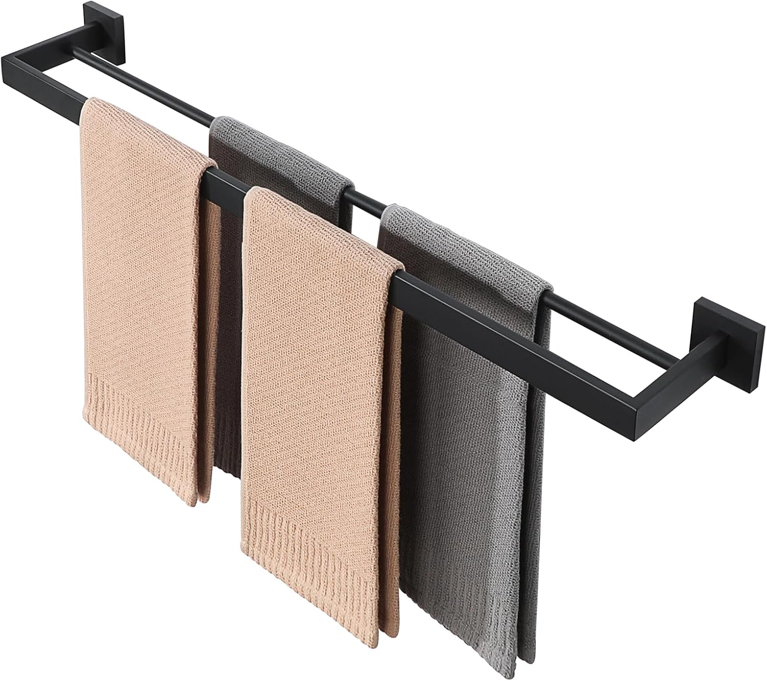 Alise Double Towel Bar 32in Matte Black Stainless Steel Rack