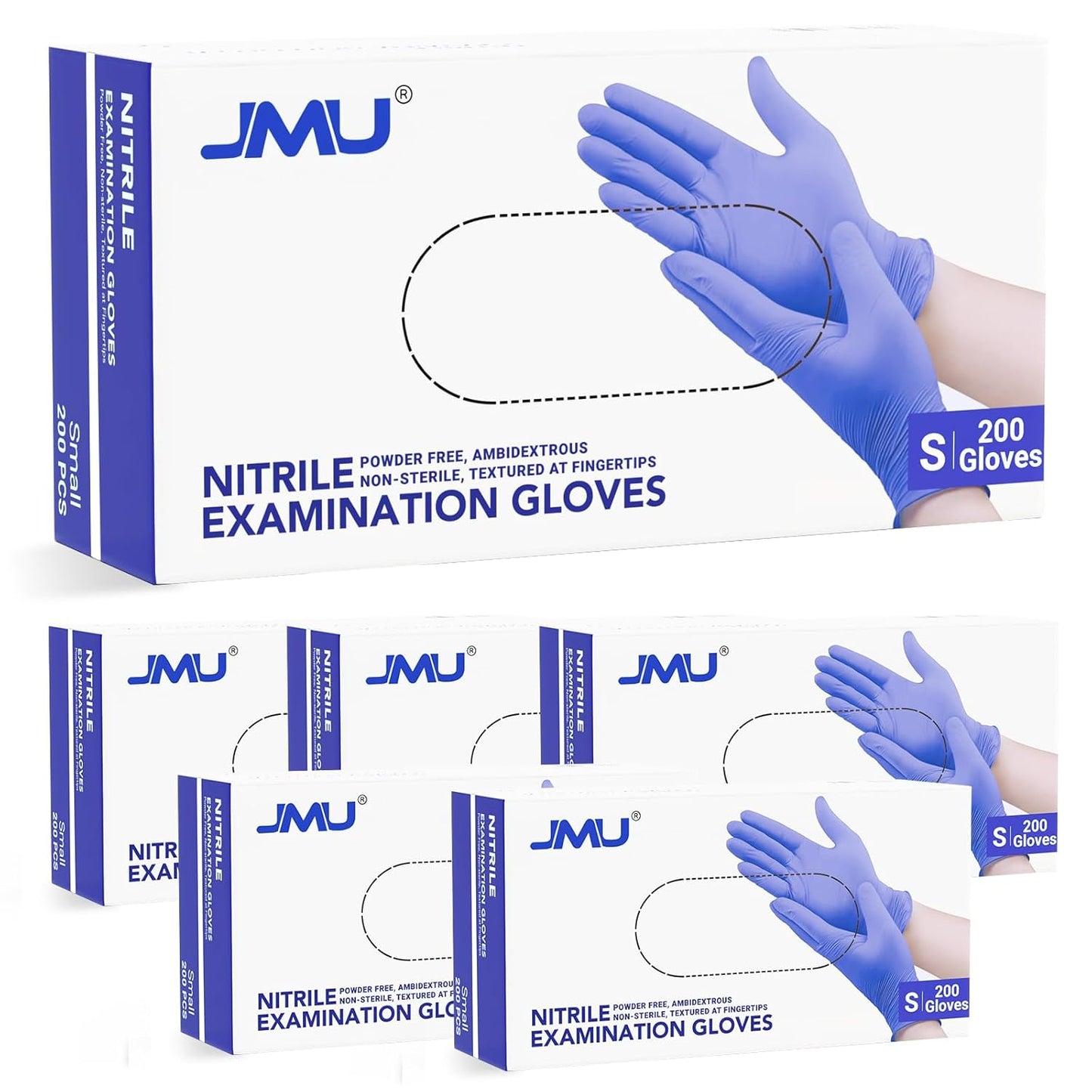 JMU Nitrile Gloves Small Case of 1200 for Medical Use