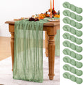 Sage Green Cheesecloth Table Runner 10 Pack - Boho Gauze for Events